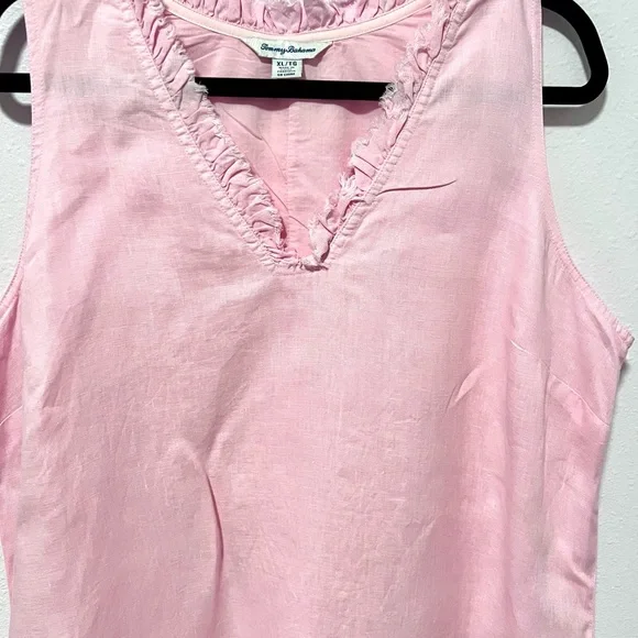 Tommy Bahama Two Palms Ruffle V-Neck Linen A-Line Dress XL - Picture 6 of 8